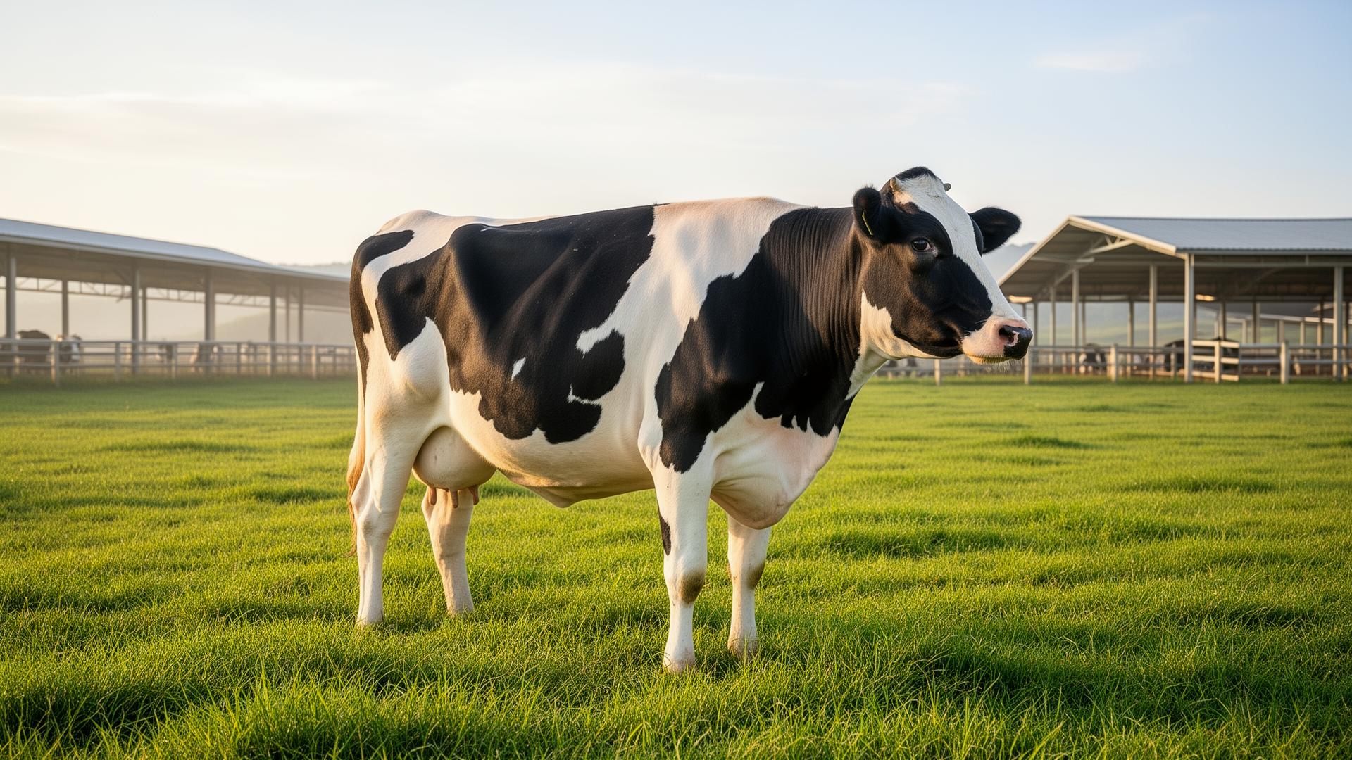 Vaca Holstein em fazenda moderna
